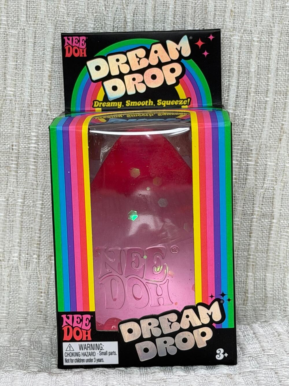NeeDoh Pink DREAM DROP Glitter Teardrop NEE DOH Squishy 100% Authentic New